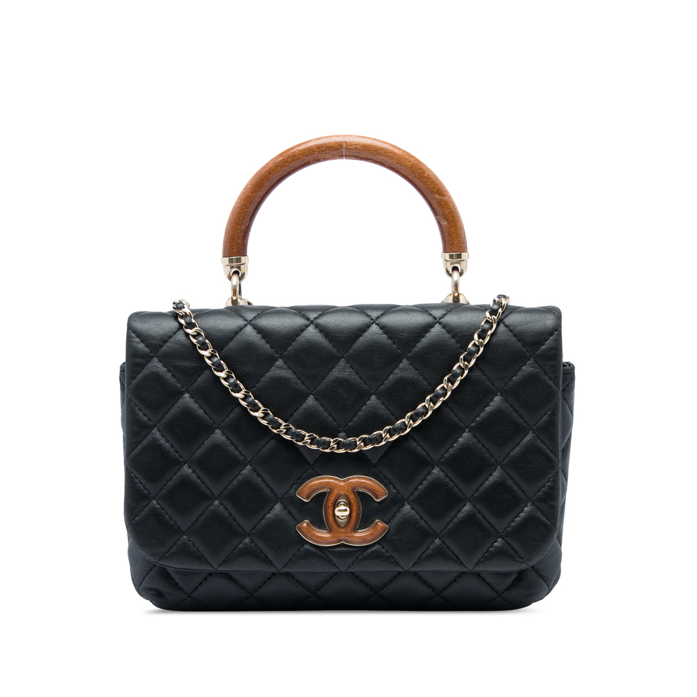 Pre-Loved Chanel Quilted Lambskin Knock on Wood Satchel